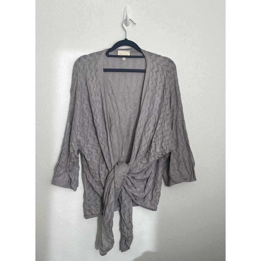 ModCloth Boho Lagenlook Gray Tie-Front Cardigan Draped Cottage Cabin Cozy 2X